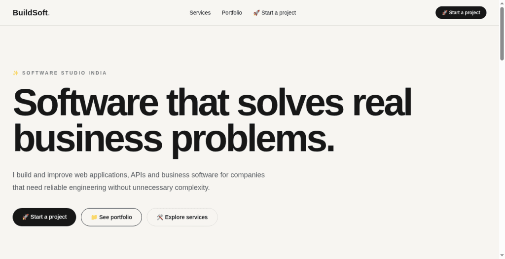 BuildSoft studio website preview